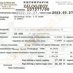 N-107377 sz. zálogjegy