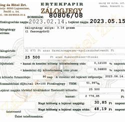 D-80806 sz. zálogjegy