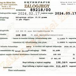 D-89218 sz. zálogjegy