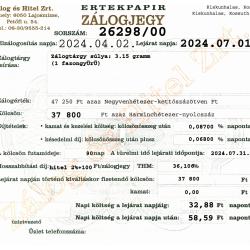 K-26298 sz. zálogjegy