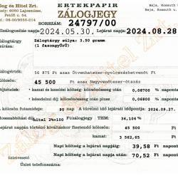 B-24797 sz. zálogjegy
