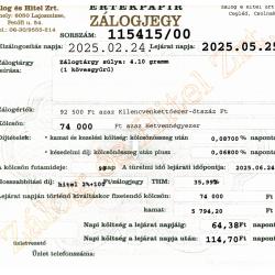 C-115415 sz. zálogjegy