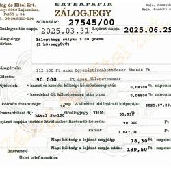 B-27545 sz. zálogjegy