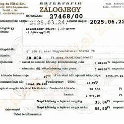 B-27468 sz. zálogjegy