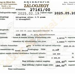 B-27161 sz. zálogjegy