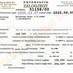 Z-51158 sz. zálogjegy