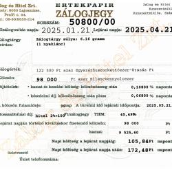 Z-50800 sz. zálogjegy