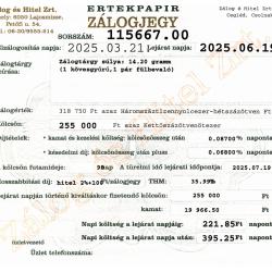 C-115667 sz. zálogjegy