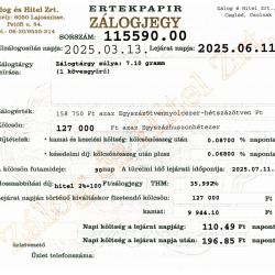 C-115590 sz. zálogjegy