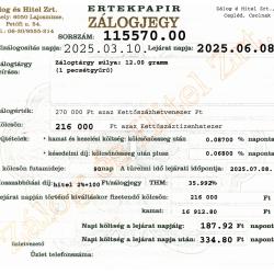 C-115570 sz. zálogjegy