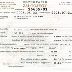 B-26655 sz. zálogjegy