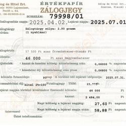 S-79998 sz. zálogjegy