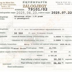 S-79101 sz. zálogjegy