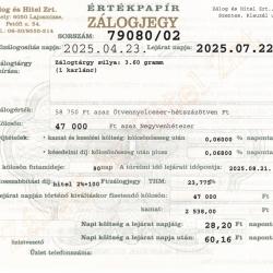 S-79080 sz. zálogjegy