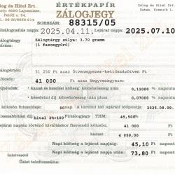D-88315 sz. zálogjegy