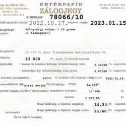 D-78066 sz. zálogjegy