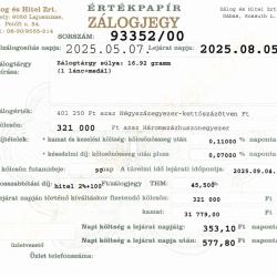 D-93352  sz. zálogjegy