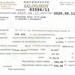 D-83596 sz. zálogjegy