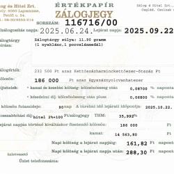 C-116716 sz. zálogjegy