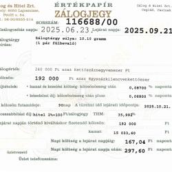 C-116688 sz. zálogjegy