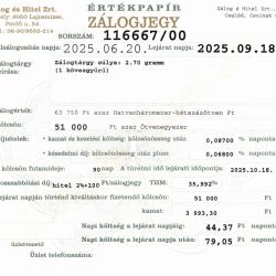 C-116667 sz. zálogjegy