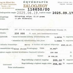 C-116650 sz. zálogjegy