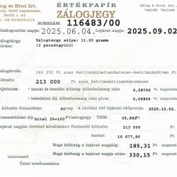 C-116483 sz. zálogjegy