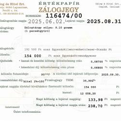 C-116474 sz. zálogjegy