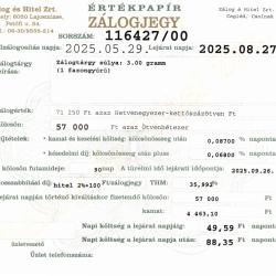 C-116427 sz. zálogjegy