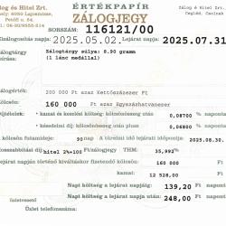 C-116121 sz. zálogjegy