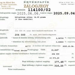 C-114100 sz. zálogjegy