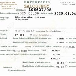 C-106627 sz. zálogjegy