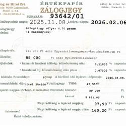 D-93642 sz. zálogjegy