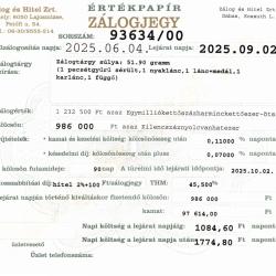 D-93634 sz. zálogjegy