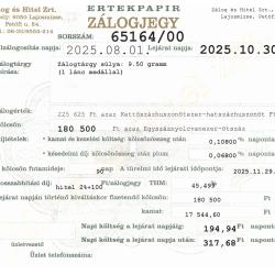 L-65164 sz. zálogjegy