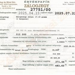 B-27751 sz. zálogjegy