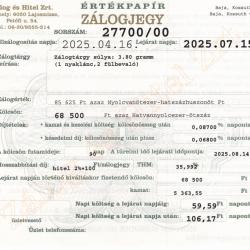 B-27700 sz. zálogjegy