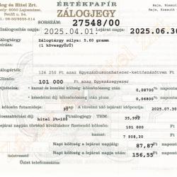 B-27548 sz. zálogjegy