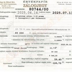 S-80744 sz. zálogjegy