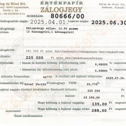 S-80666 sz. zálogjegy