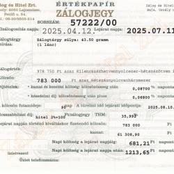 U-57222 sz. zálogjegy