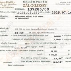 A-137286 sz. zálogjegy