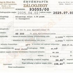 D-93055 sz. zálogjegy