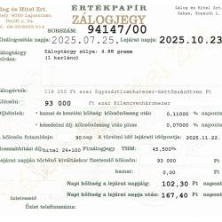 D-94147 sz. zálogjegy