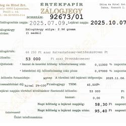 D-92673 sz. zálogjegy