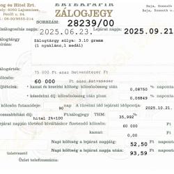 B-28239 sz. zálogjegy