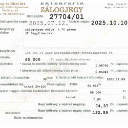 B-27704 sz. zálogjegy