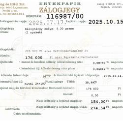 C-116987 sz. zálogjegy