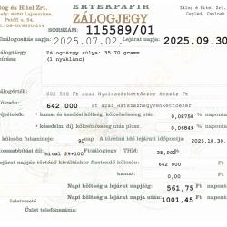 C-115589 sz. zálogjegy
