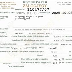 C-110477 sz. zálogjegy
